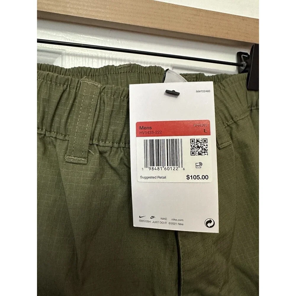Size L Nike Sportswear Club Woven Cargo Pant Men Green HV1433-222 Loose Straight